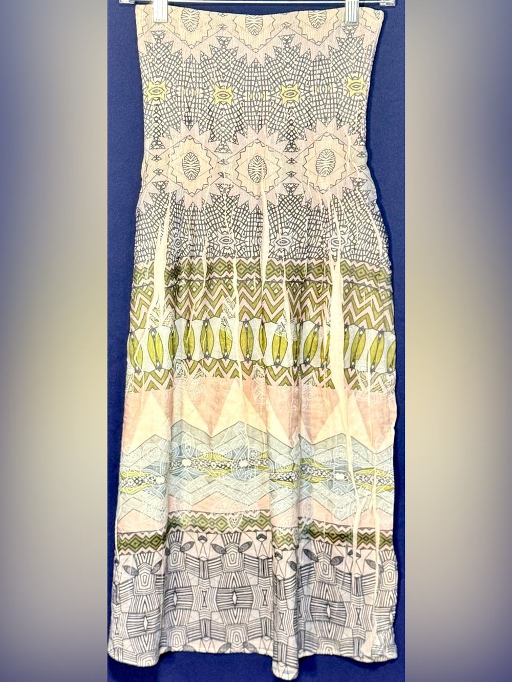Lapis Anthro | Boho 2-in-1 Embroidered Shimmer Midi Dress Skirt